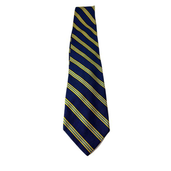 Brooks Brothers Navy with Yellow Royal Blue Stripes Classic Silk Tie - Picture 4 of 9